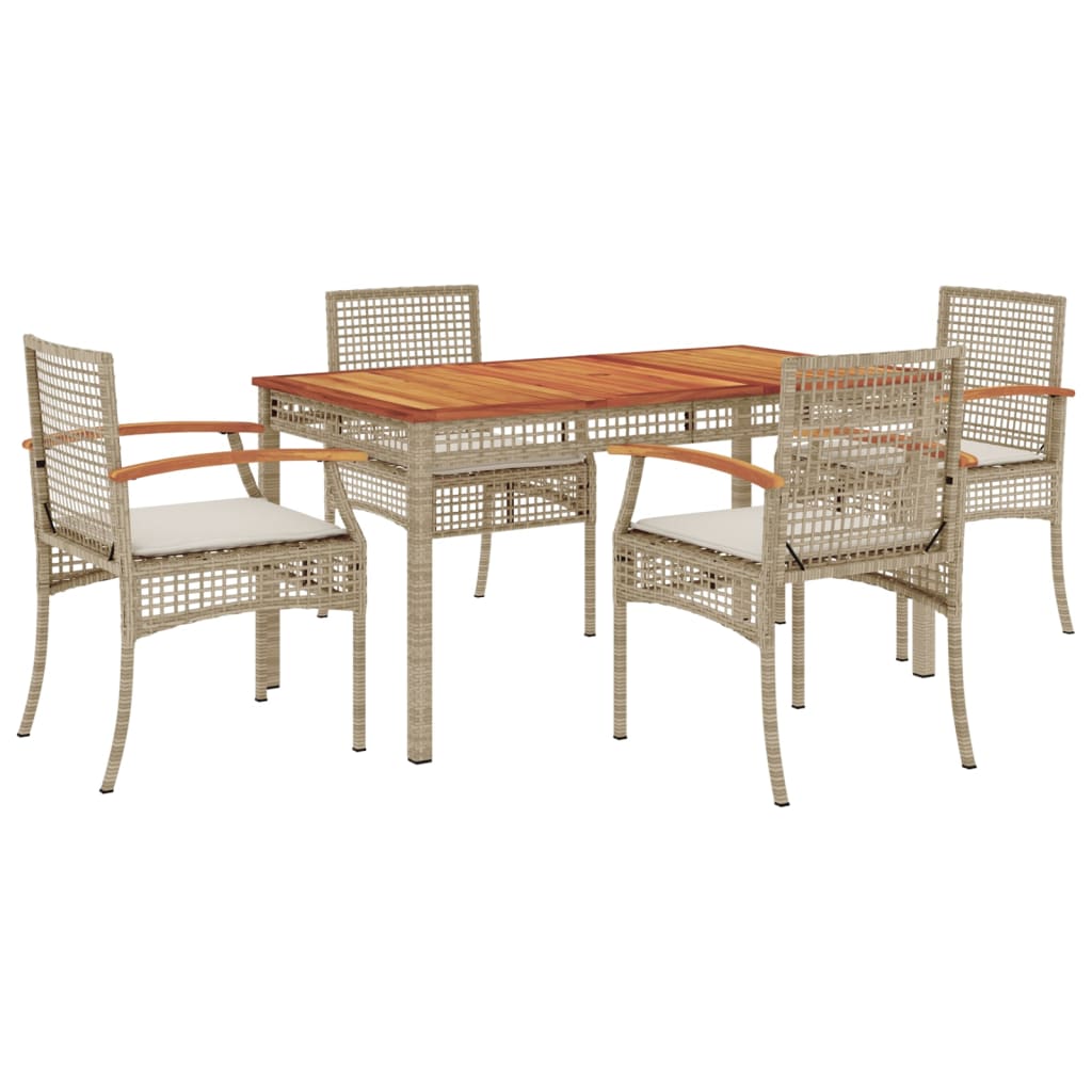 Garden Dining Set | Beige | PE Rattan | 5 Piece | Removable Covers