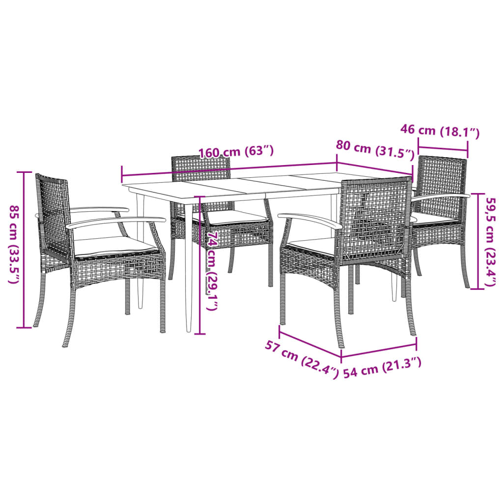 Garden Dining Set | Black, Cream White