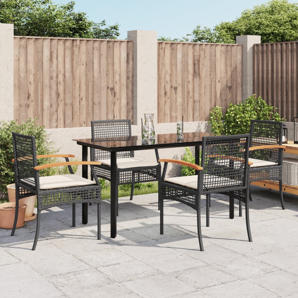 Garden Dining Set | Black | PE Rattan | Medium | Removable Covers