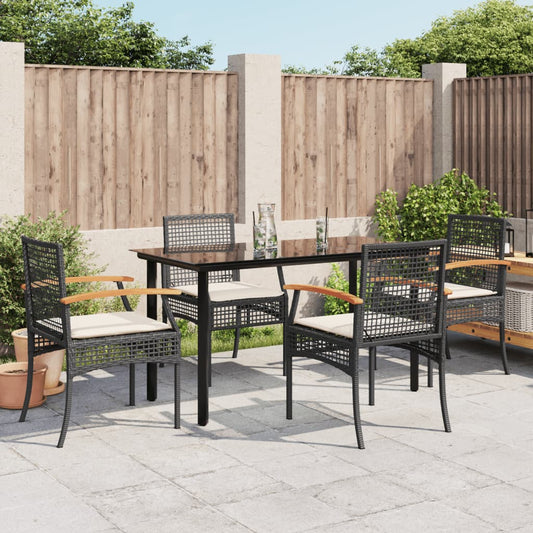Garden Dining Set | Black | PE Rattan | Medium | Removable Covers