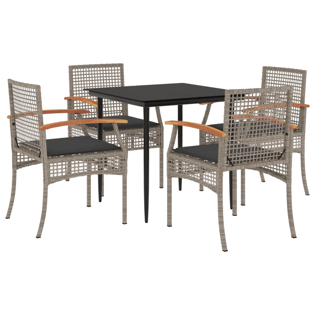 Garden Dining Set | Grey | PE rattan | UV-resistant materials