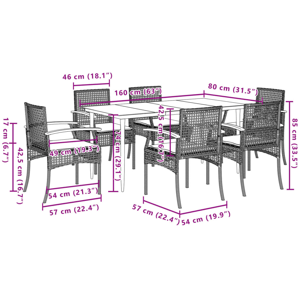 Garden Dining Set | Grey, Black