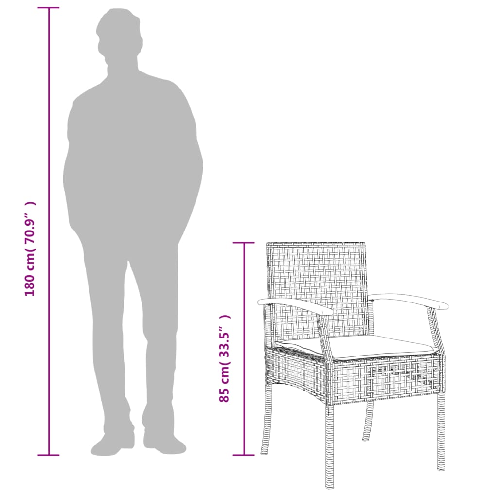 Garden Dining Set | Grey | PE Rattan | UV-Proof Materials