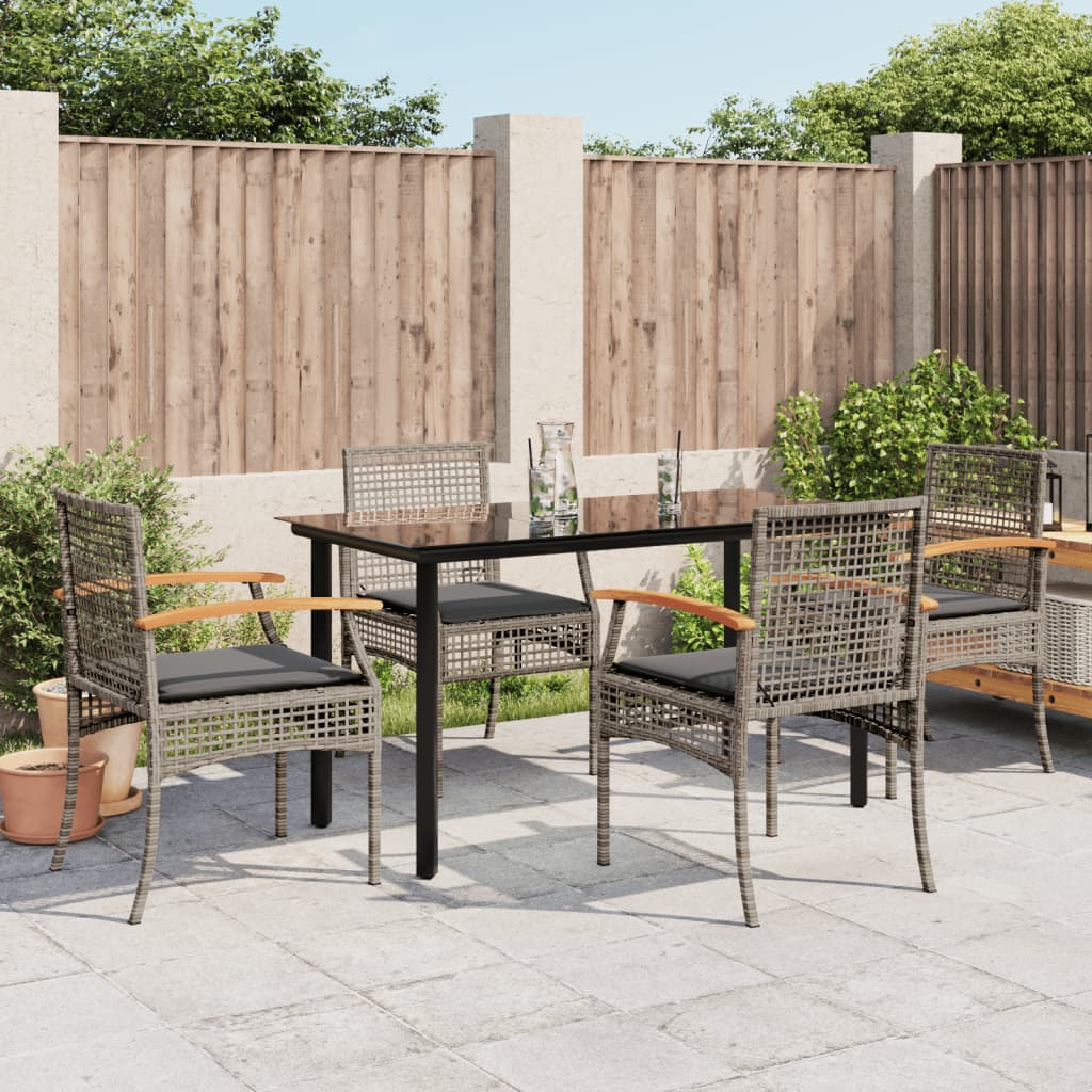 Garden Dining Set | Grey | PE rattan | Medium | UV-resistant materials