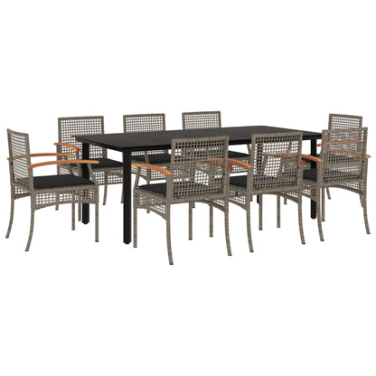 Garden Dining Set | Grey | PE rattan | Large | UV-resistant materials