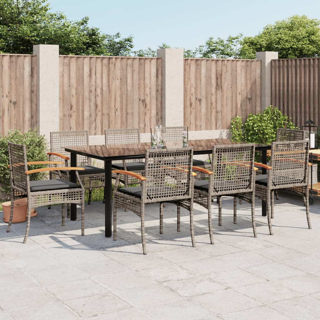 Garden Dining Set | Grey | PE rattan | Large | UV-resistant materials