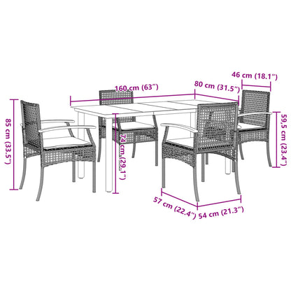 Garden Dining Set | Black table, Beige chairs, Cream white cushions