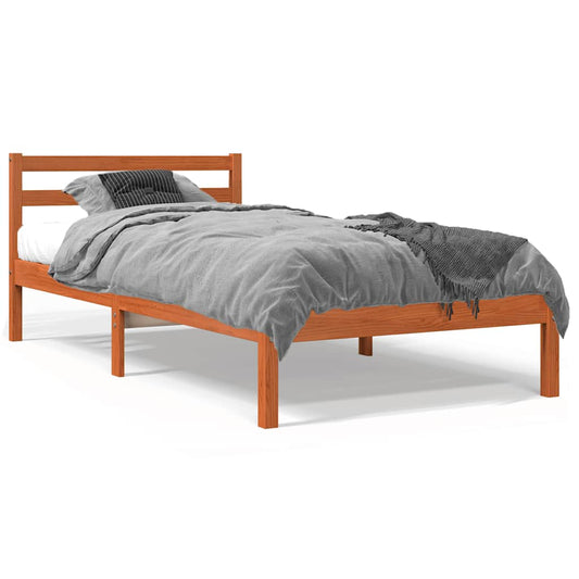 Bed Frame without Mattress Wax Brown 75x190 cm Solid Wood Pine