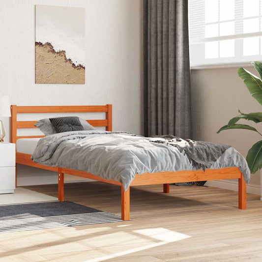 Bed Frame without Mattress Wax Brown 75x190 cm Solid Wood Pine