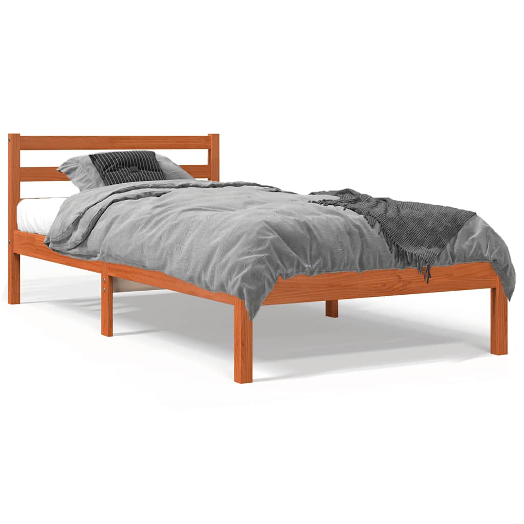 Bed Frame without Mattress Wax Brown 90x190 cm Solid Wood Pine