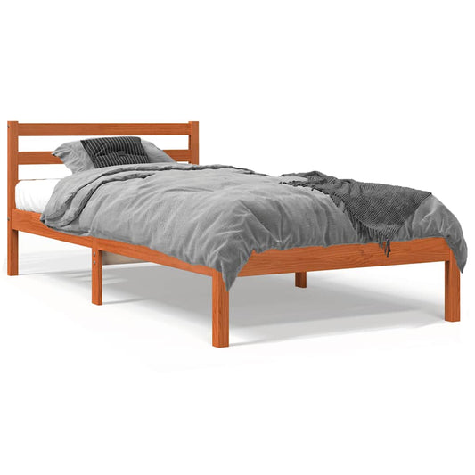 Bed Frame without Mattress Wax Brown 90x190 cm Solid Wood Pine