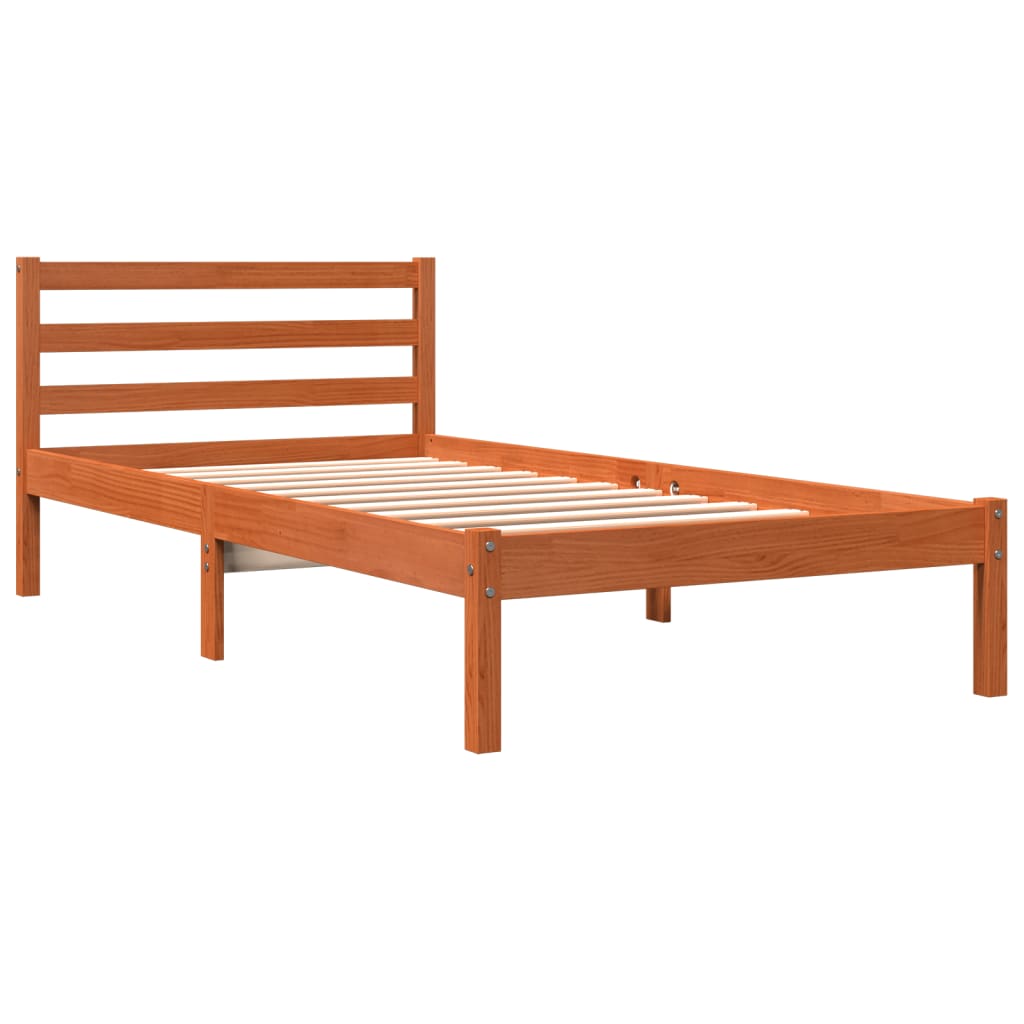Bed Frame without Mattress Wax Brown 90x190 cm Single Solid Wood Pine