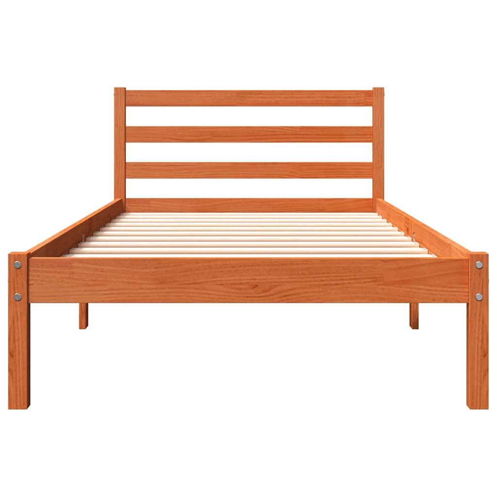 Bed Frame without Mattress Wax Brown 90x190 cm Solid Wood Pine