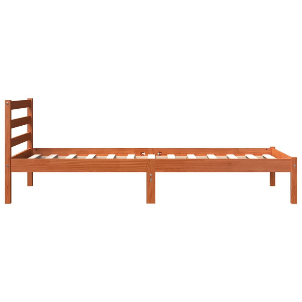 Bed Frame without Mattress Wax Brown 90x190 cm Single Solid Wood Pine