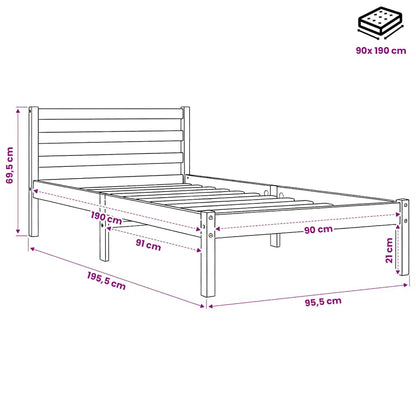 Bed Frame without Mattress Wax Brown 90x190 cm Solid Wood Pine
