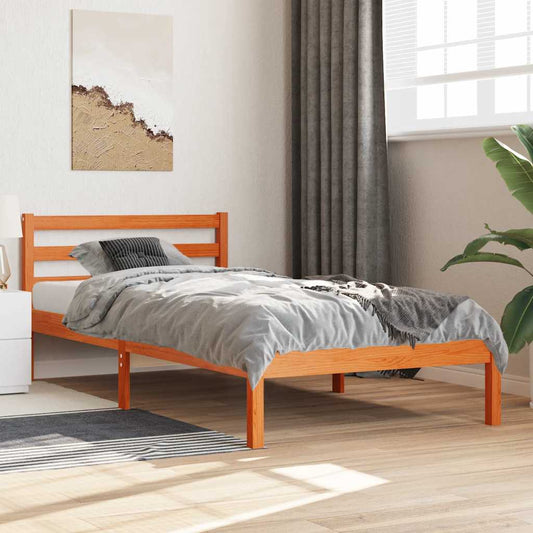 Bed Frame without Mattress Wax Brown 90x190 cm Solid Wood Pine
