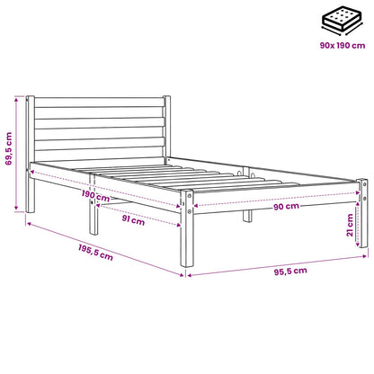 Bed Frame without Mattress Wax Brown 90x190 cm Solid Wood Pine