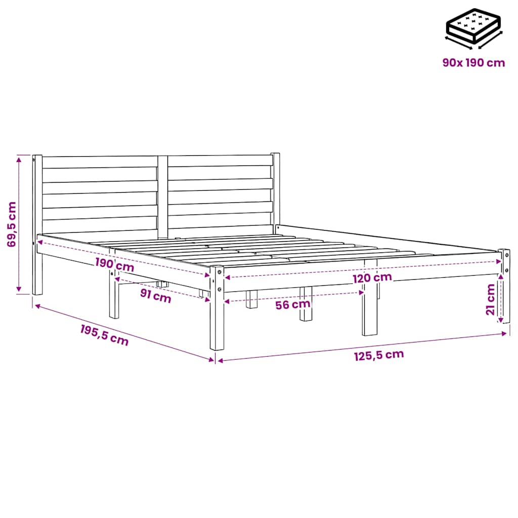 Bed Frame without Mattress Wax Brown 120x190 cm Solid Wood Pine