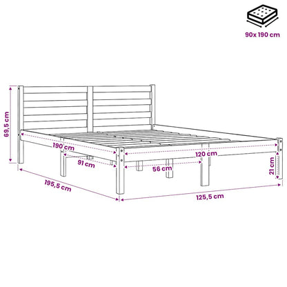 Bed Frame without Mattress Wax Brown 120x190 cm Solid Wood Pine