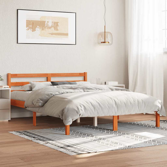 Bed Frame without Mattress Wax Brown 120x190 cm Solid Wood Pine