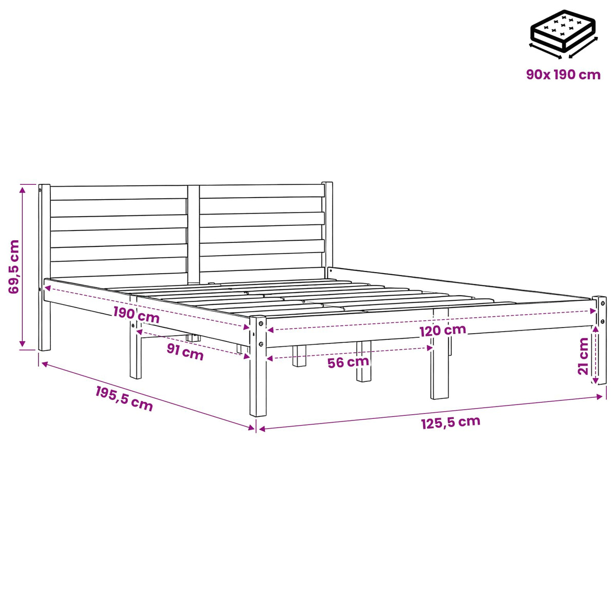 Bed Frame without Mattress Wax Brown 120x190 cm Solid Wood Pine