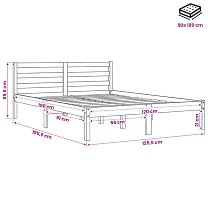 Bed Frame without Mattress Wax Brown 120x190 cm Solid Wood Pine