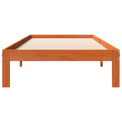 Bed Frame without Mattress Wax Brown 75x190 cm Small Single Solid Wood Pine
