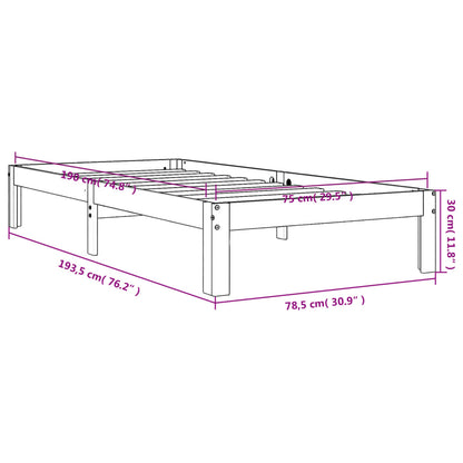 Bed Frame without Mattress Wax Brown 75x190 cm Small Single Solid Wood Pine
