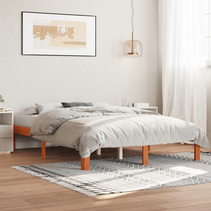Bed Frame without Mattress Wax Brown 120x190 cm Small Double Solid Wood Pine