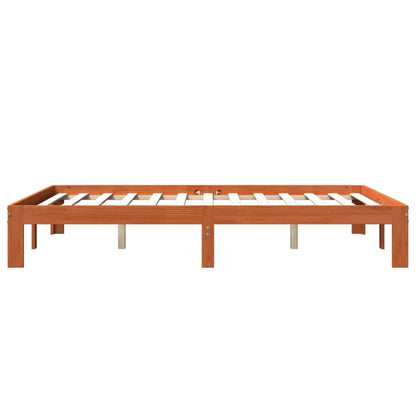 Bed Frame without Mattress Wax Brown 135x190 cm Double Solid Wood Pine