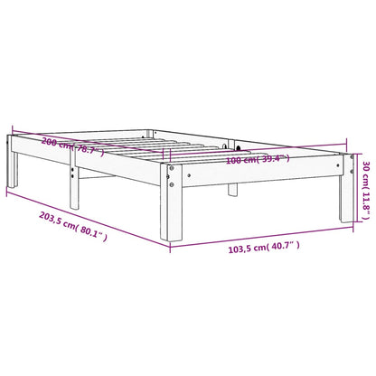 Bed Frame without Mattress Wax Brown 100x200 cm Solid Wood Pine