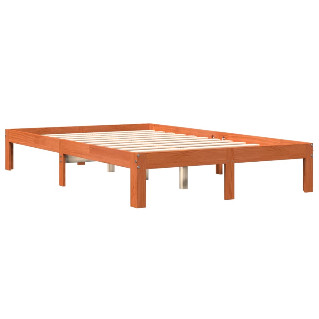 Bed Frame without Mattress Wax Brown 140x200 cm Solid Wood Pine