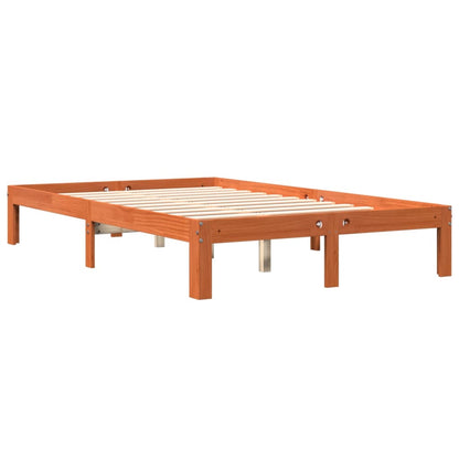 Bed Frame without Mattress Wax Brown 140x200 cm Solid Wood Pine