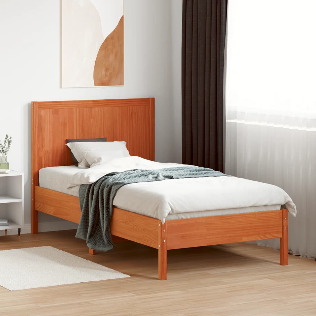 Headboard Wax Brown 100 cm Solid Wood Pine