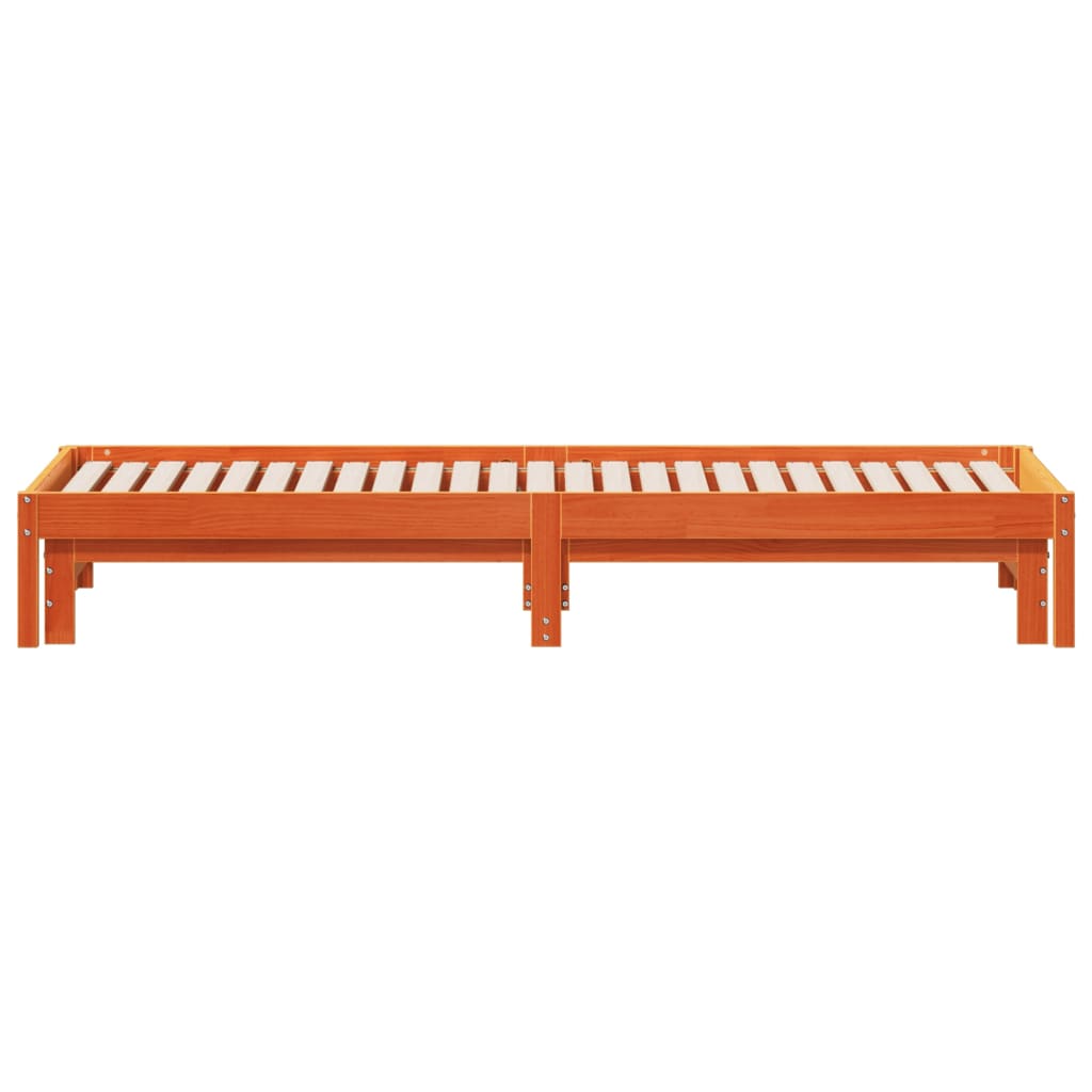 Day Bed with Trundle without Mattress Wax Brown 90x200 cm