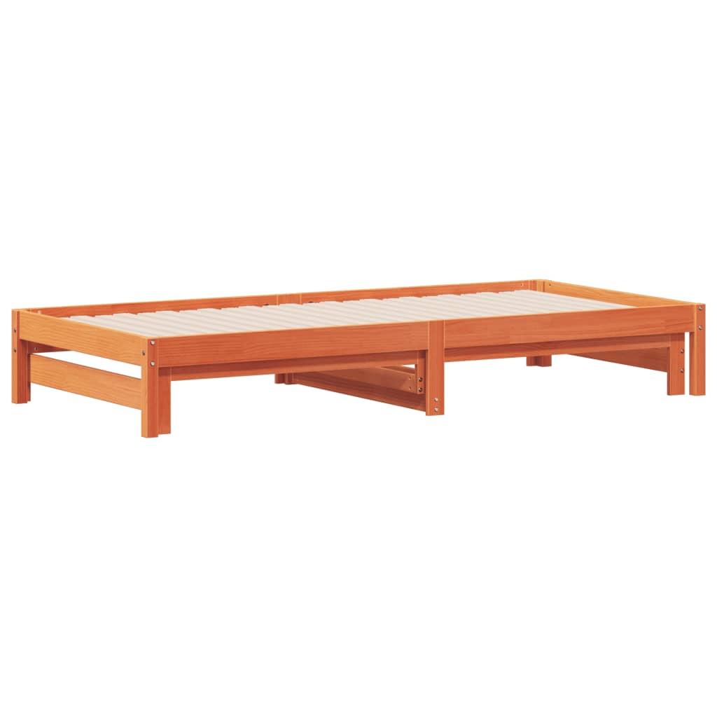 Day Bed with Trundle without Mattress Wax Brown 80x200 cm