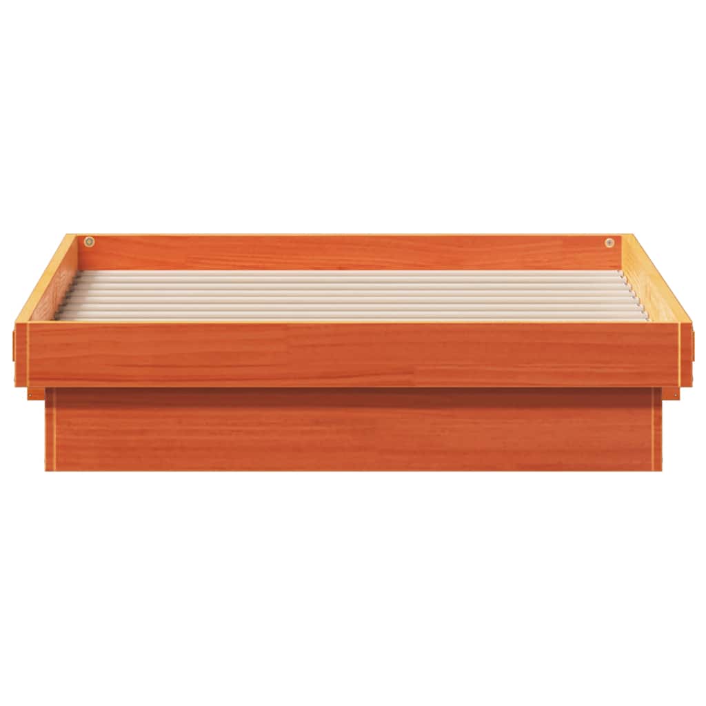 LED Bed Frame without Mattress Wax Brown 90x200 cm Solid Wood