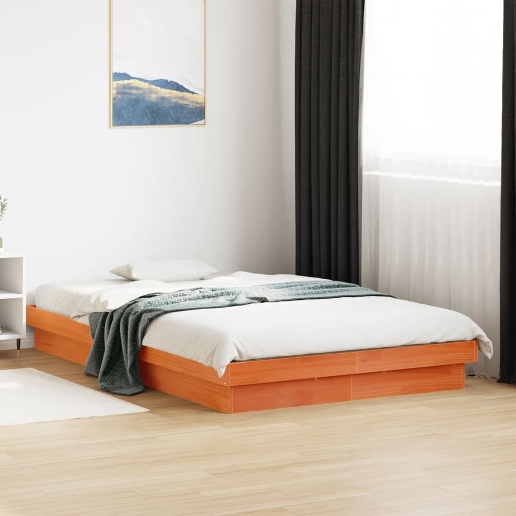 Bed Frame | Wax brown | Solid pine wood | Double | Bed Frame