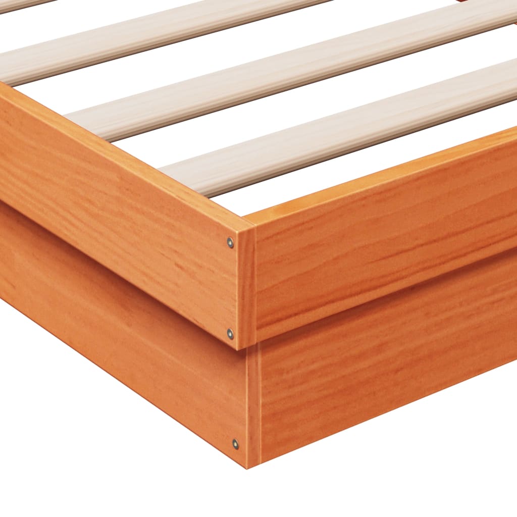 Bed Frame | Wax brown | Solid pine wood | Double | Bed Frame
