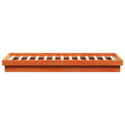 LED Bed Frame without Mattress Wax Brown 160x200 cm Solid Wood