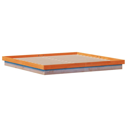 Bed Frame | Wax Brown | Solid Pine Wood, Plywood slats | Double