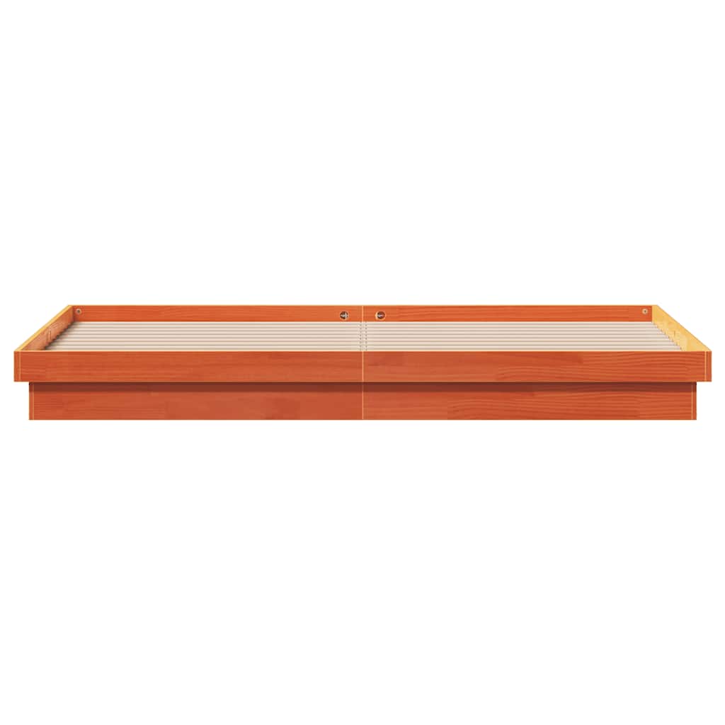 LED Bed Frame without Mattress Wax Brown 200x200 cm Solid Wood
