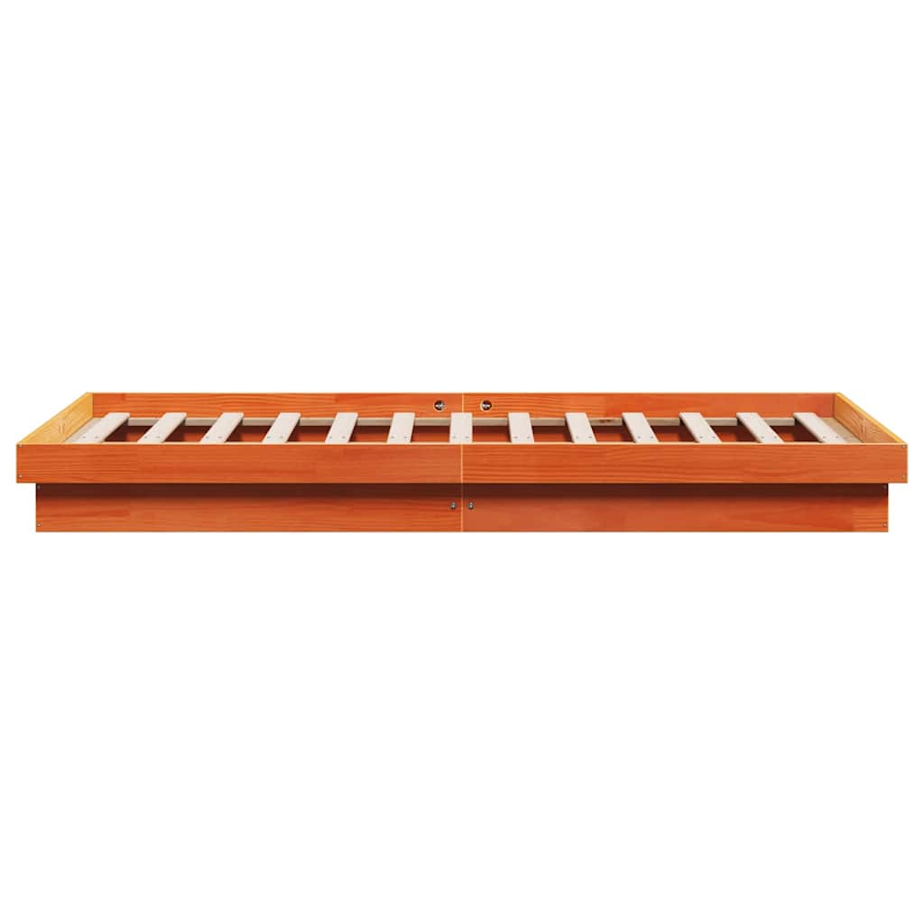 LED Bed Frame without Mattress Wax Brown 200x200 cm Solid Wood