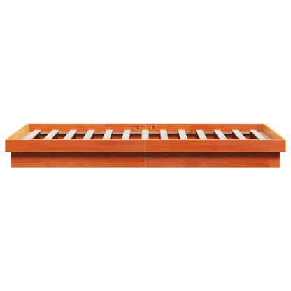 LED Bed Frame without Mattress Wax Brown 200x200 cm Solid Wood