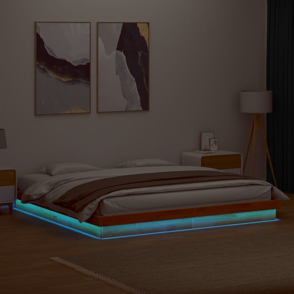 Bed Frame | Wax Brown | Solid Pine Wood, Plywood slats | Double