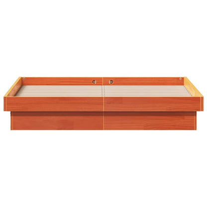 LED Bed Frame without Mattress Wax Brown 120x190 cm Solid Wood