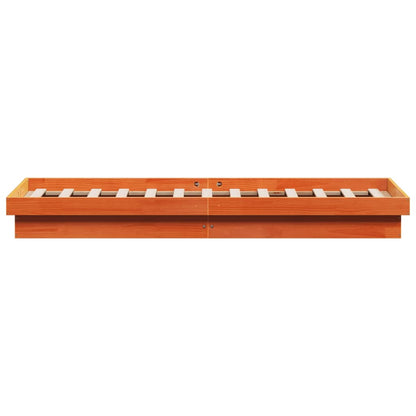 LED Bed Frame without Mattress Wax Brown 120x190 cm Small Double Solid Wood