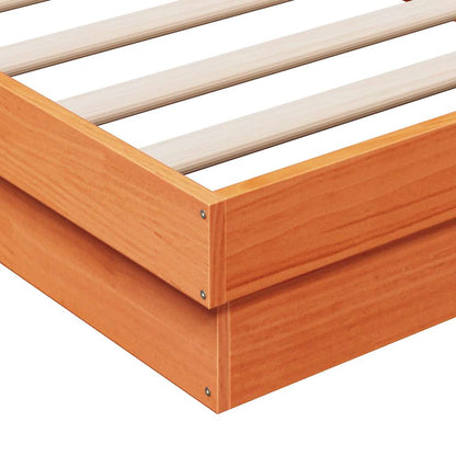 LED Bed Frame without Mattress Wax Brown 120x190 cm Small Double Solid Wood