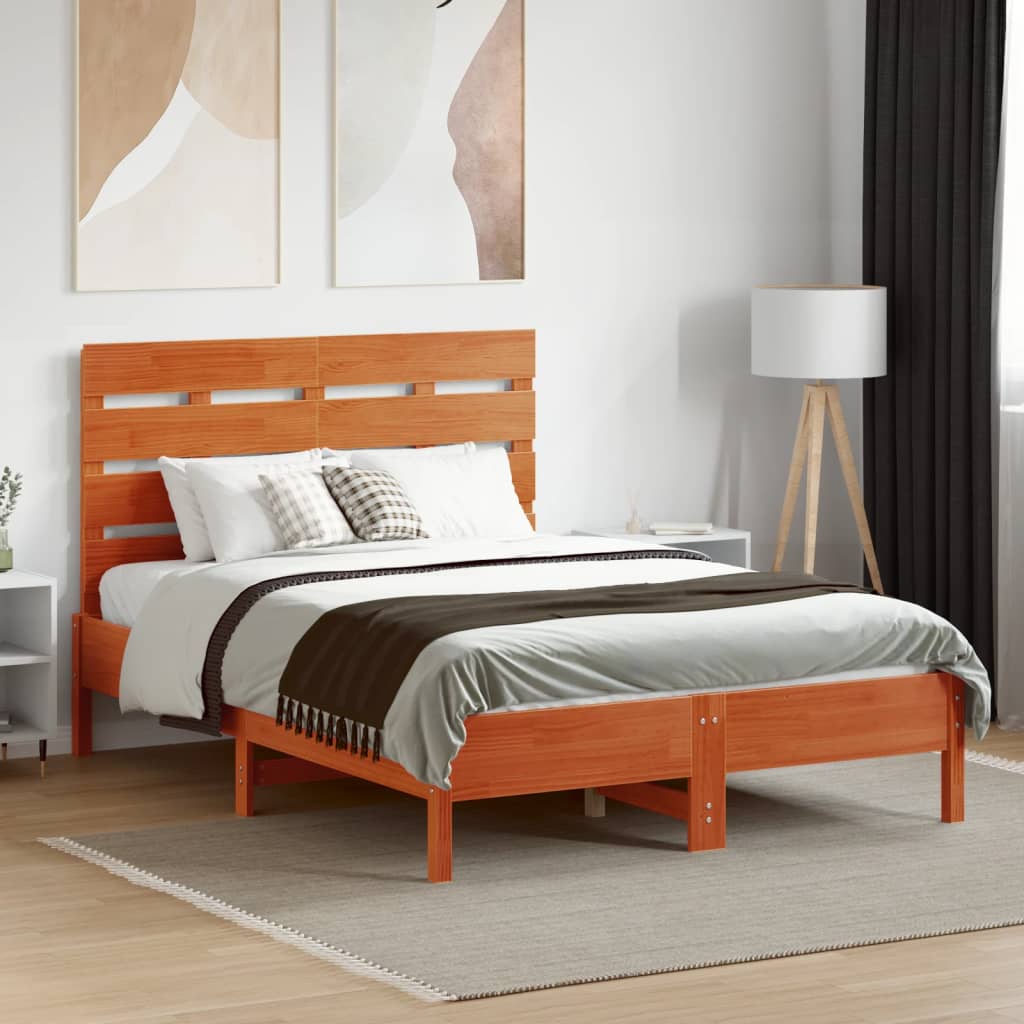 Headboard Wax Brown 120 cm Solid Wood Pine