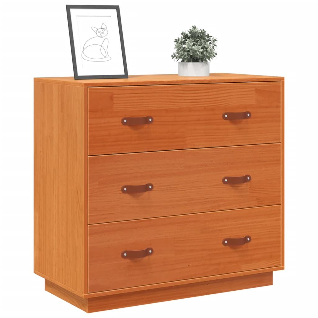 Sideboard Wax Brown 80x40x75 cm Solid Wood Pine